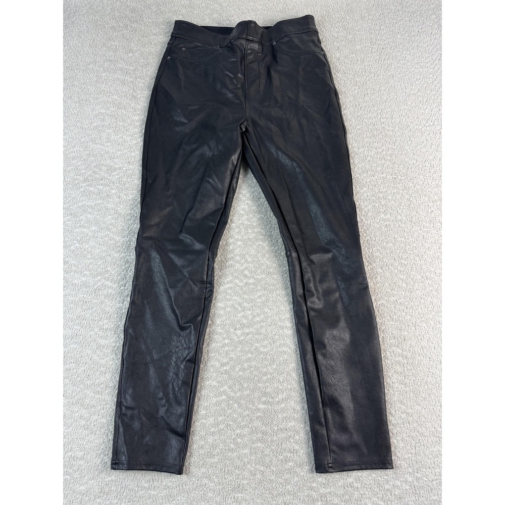 Spanx Pants Womens Medium Black Faux Leather High Rise Skinny‎ Leggings Pull On
